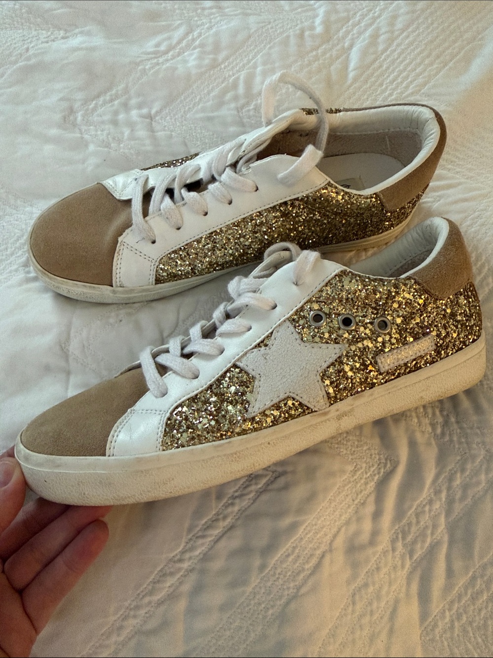 Vintage Havanas Thea gold glitter multi sneakers sz 10 - Picture 3 of 7